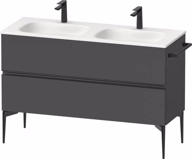 Duravit Sivida Meuble sous-lavabo, 2 tiroirs, poignée noire diamantée mate, 1280x477x592mm, pour Sivida, SV46540BD490000, SV46540BD490000