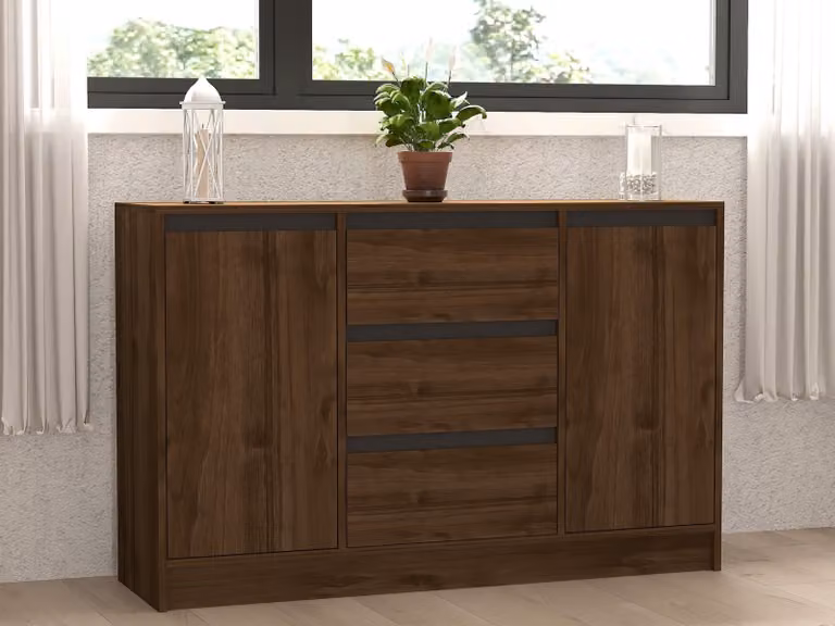 Skye Decor, Onat - Noce, Antracite, Consolle, 100 % PANNELLI DI PARTICELLE RIVESTITI IN MELAMMINA, Noce, 140 x 40 x 90 cm