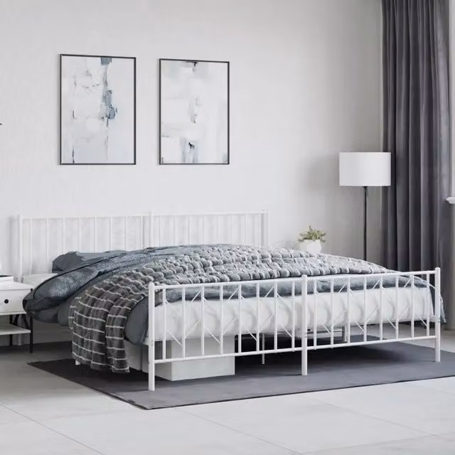 Giroletto con testiera e pediera in metallo bianco vidaXL L/P: 200 x 200 cm