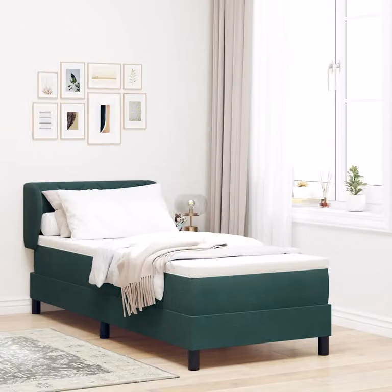Letto a molle con testiera vidaXL in velluto verde scuro L 80 cm x P 200 cm