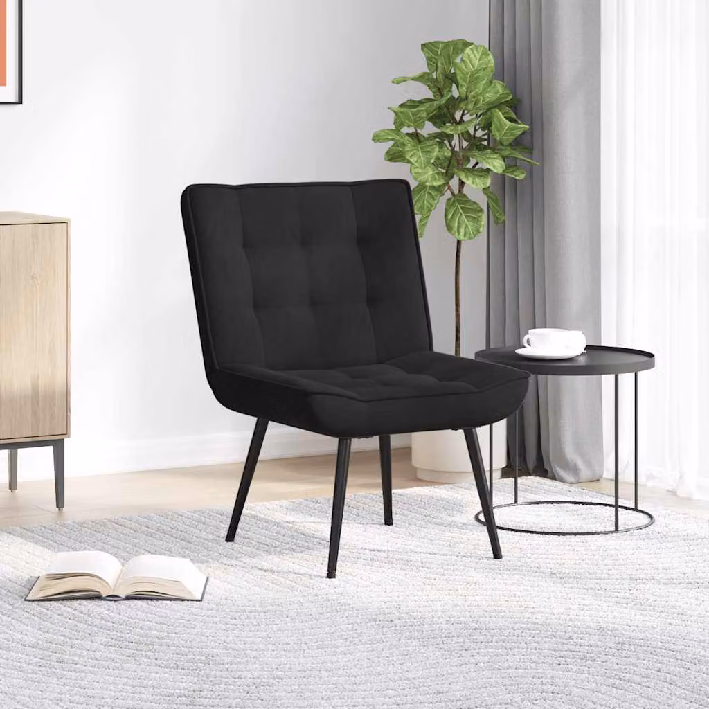 vidaXL Poltrona Relax in Velluto Nero con Braccioli L: 64 cm, P: 74 cm, H: 84 cm
