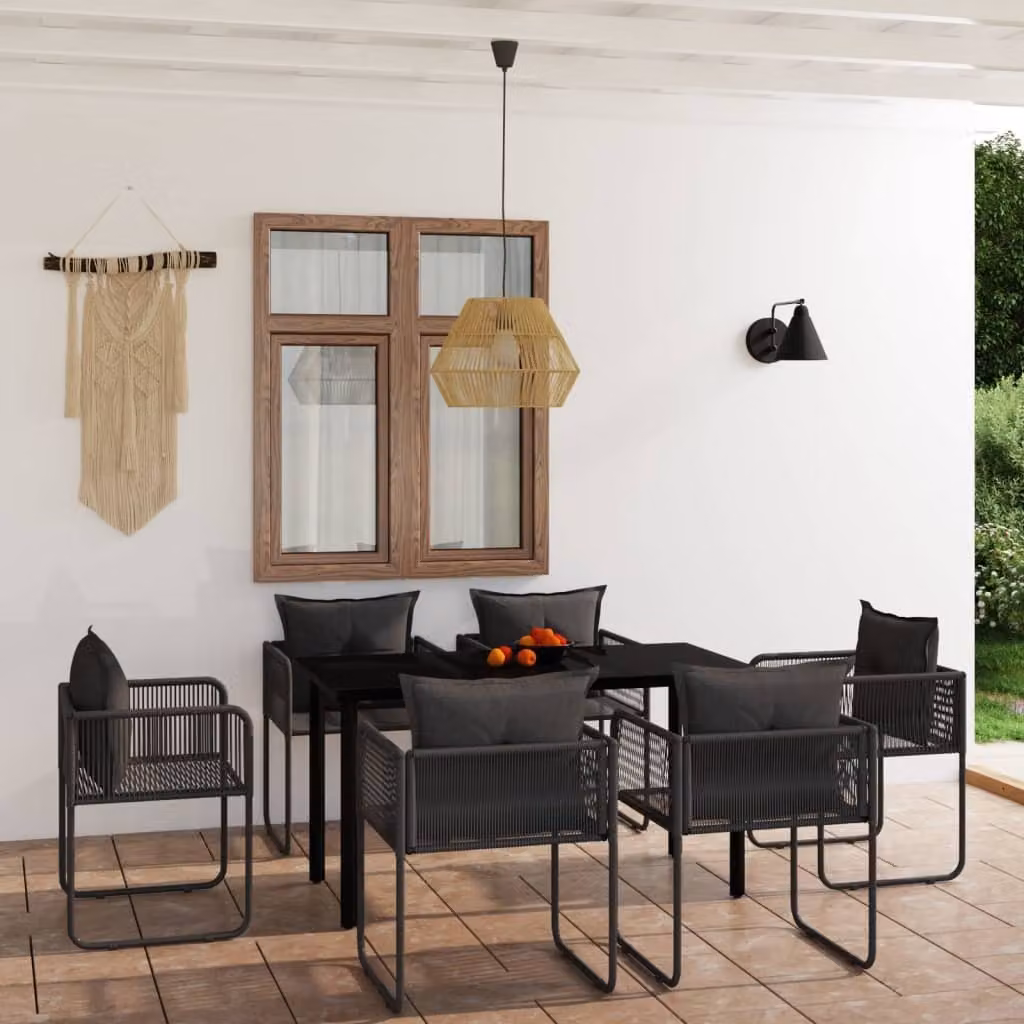Maison Exclusive - Set da pranzo da giardino 7 pezzi nero