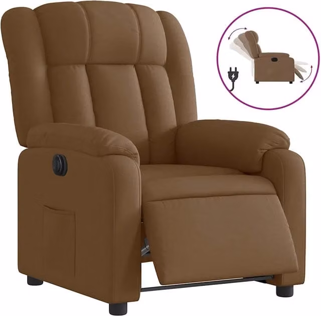 Poltrona | Sedia Relax Elettrica Reclinabile Marrone in Tessuto