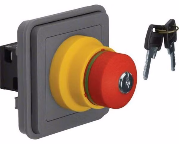 Pulsante di emergenza Hager, modello WNA032, marca BERKER