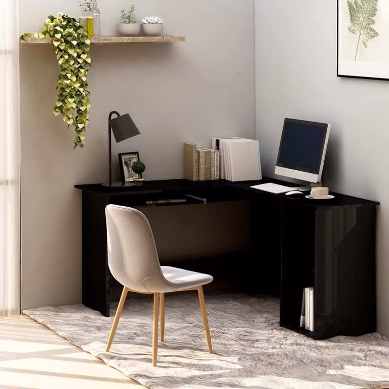 Maison Exclusive - Scrivania angolare a L, nero lucido, 120×140×75 cm