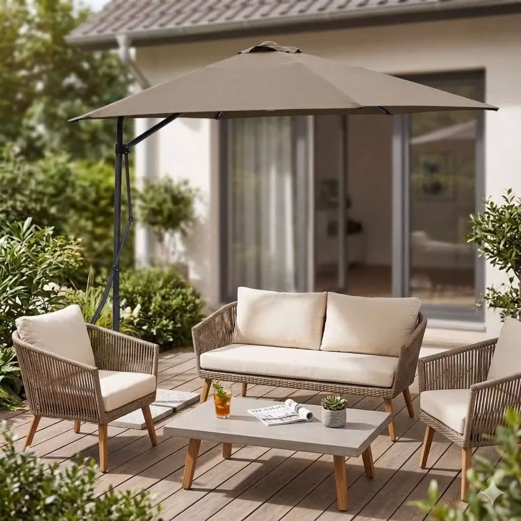 Ombrellone da giardino decentrato Zenith GIORDANOSHOP in acciaio e poliestere grigio 2x3 m – 2