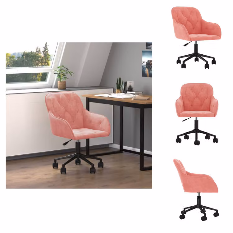 vidaXL Sedia da ufficio girevole in velluto rosa - Sedie da ufficio