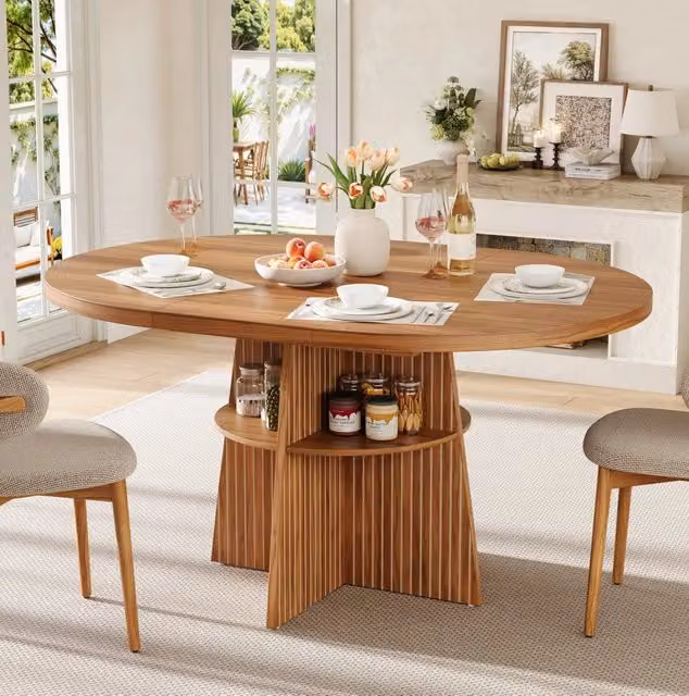 Tavolo da pranzo rotondo allungabile 110-150 x 110 x 77;5 cm in MDF effetto noce