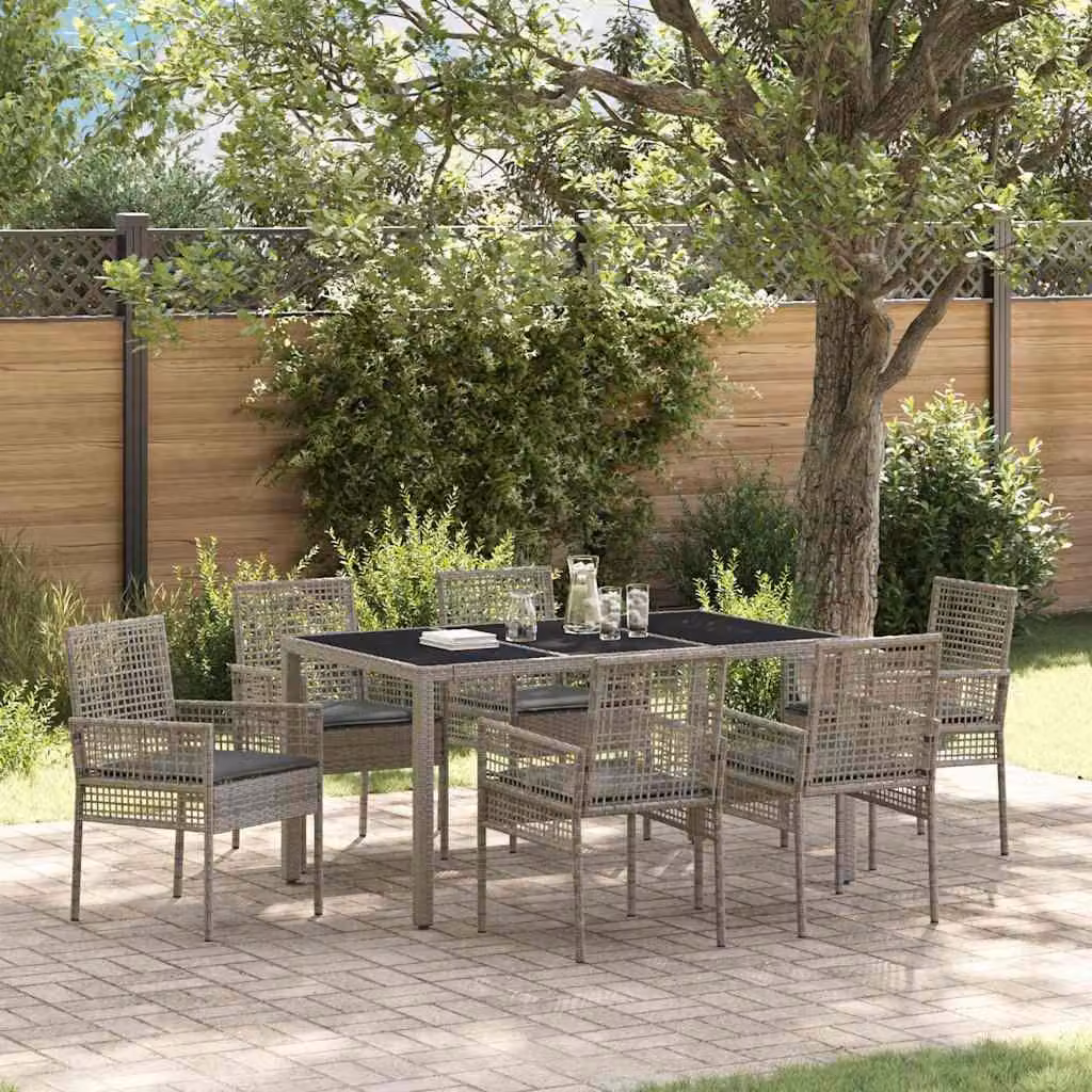 Maison Exclusive - Set da Pranzo per Giardino 7 pcs Grigio polyrattan