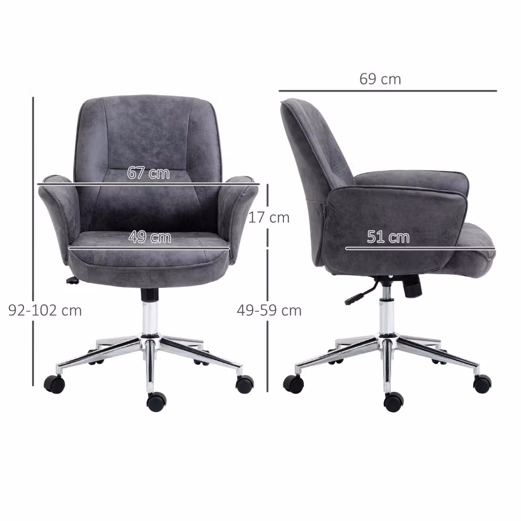 Sedia da ufficio ergonomica WISHDOR grigia con braccioli e base girevole per home office – 2