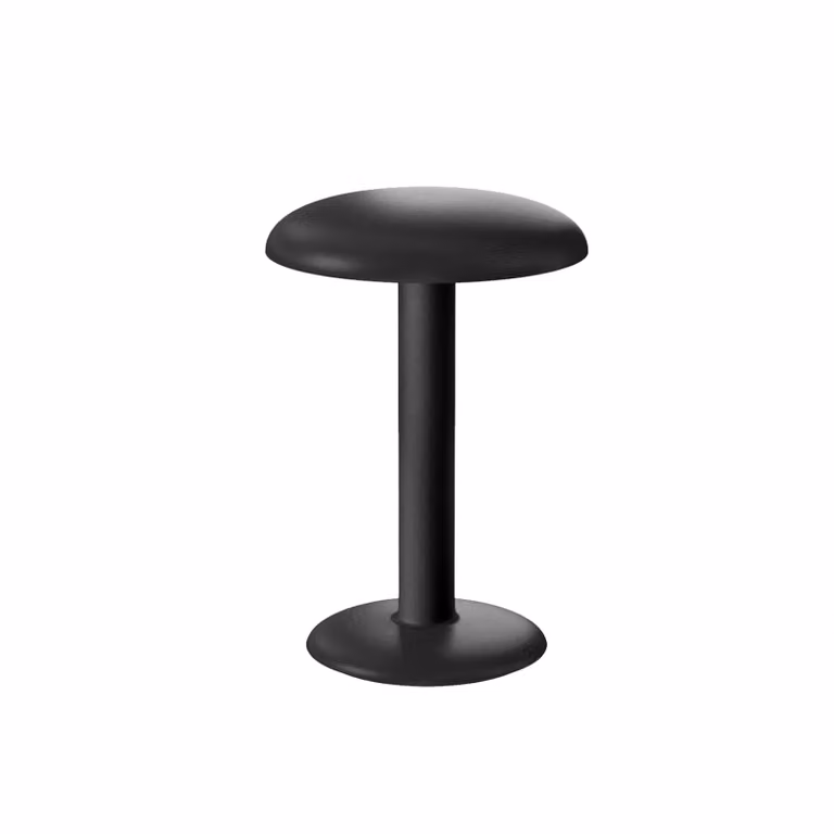 Lampada da tavolo Flos Gustave nera ricaricabile con tecnologia touch e protezione IP54 per esterno e interno