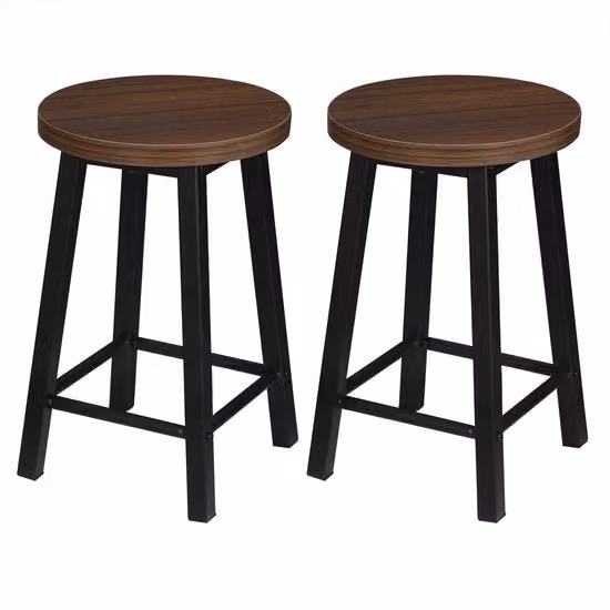 Set di 2 Sedute Bassissime - Seduta, Sedutina, Sedutine, Sedia - Legno e Metallo - Nero con Moka 30x45cm