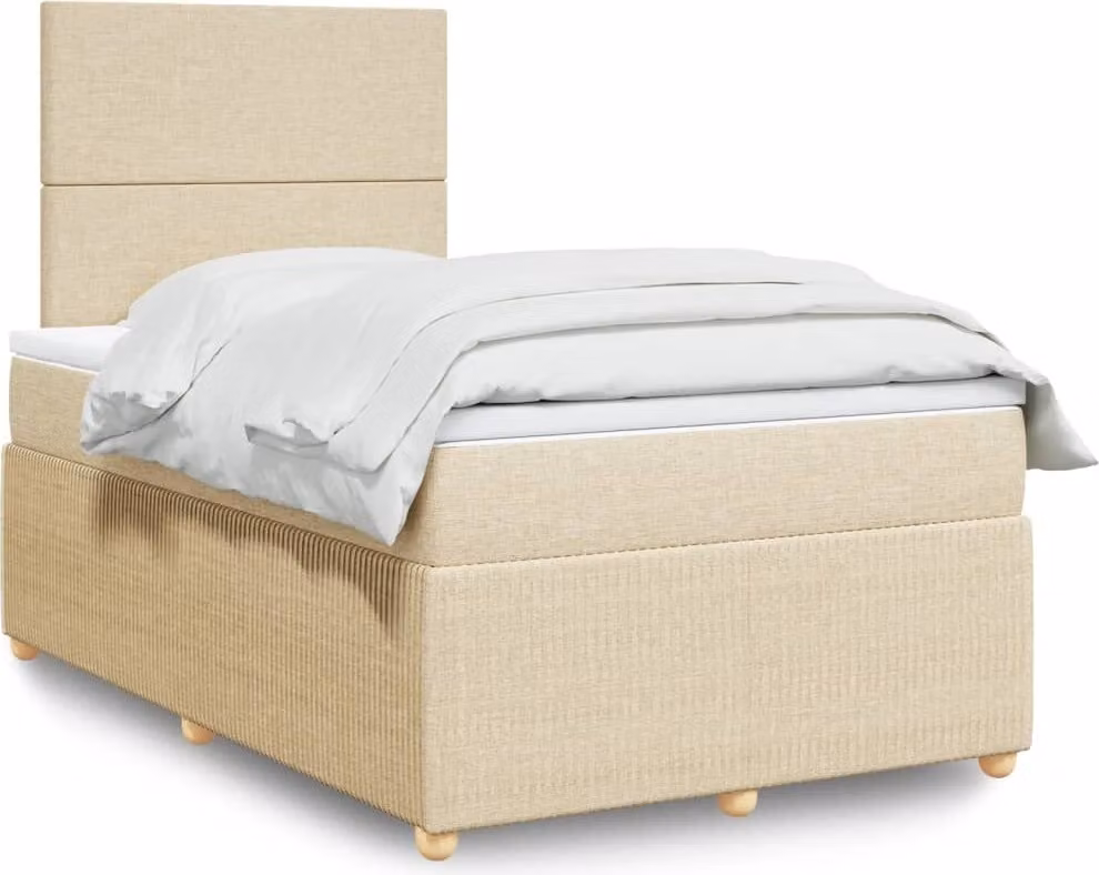 Maison Exclusive - Giroletto a Molle con Materasso Crema 120x190 cm in Tessuto