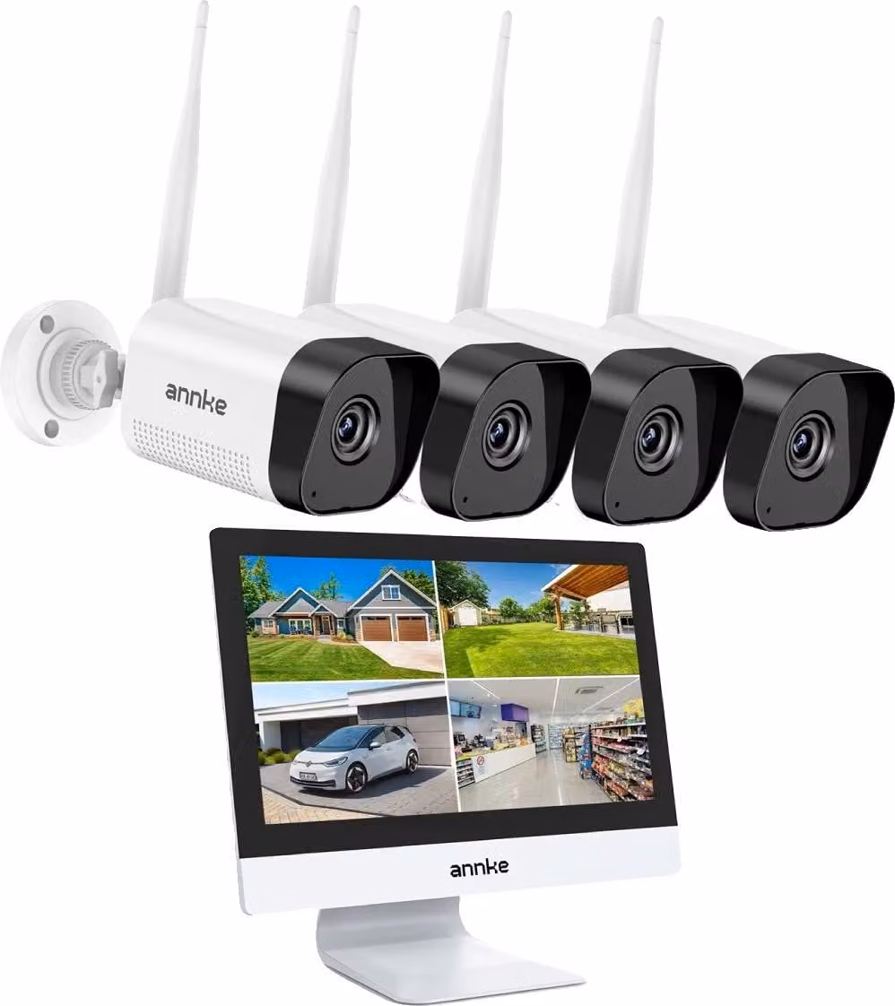 Sistema di telecamere di sicurezza, risoluzione 5MP, capacità di visione notturna, con 4 unità di telecamere