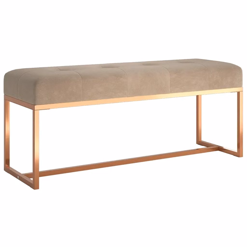 Panca moderna in velluto beige vidaXL L: 110 cm, P: 36 cm, H: 45 cm – 2