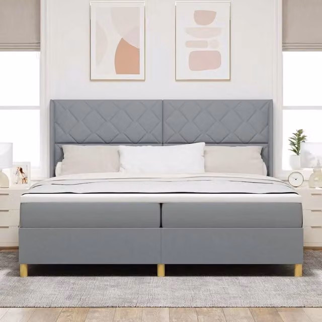 Letto a molle con materasso vidaXL in tessuto grigio L/P: 200 x 200 cm