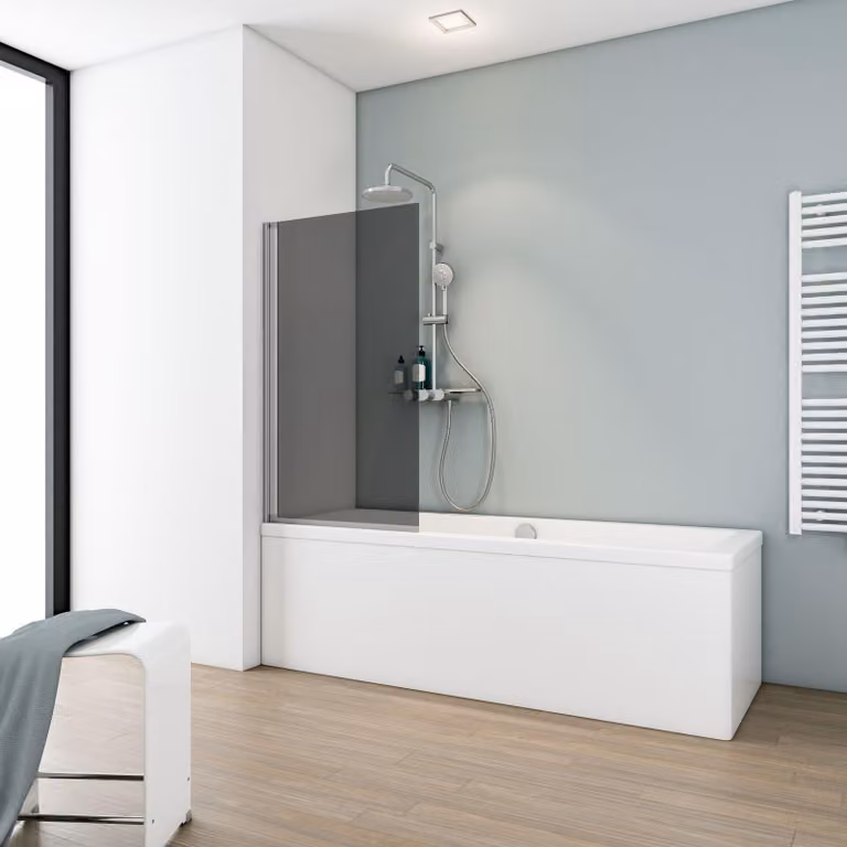 Schulte schermo doccia Berlino, 70 x 130 cm, vetro di sicurezza 5 mm, cabina doccia per vasca da bagno alluminio naturale antracite