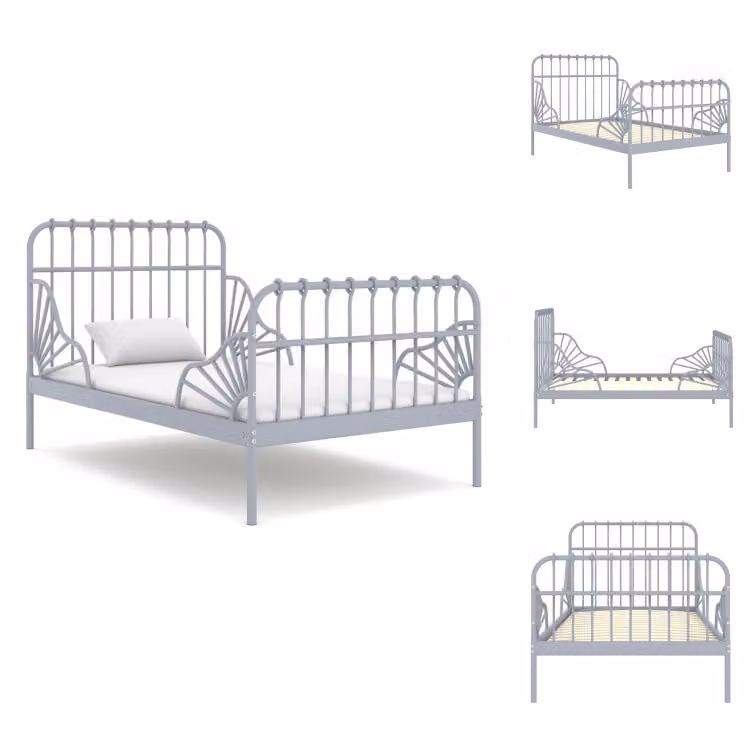 vidaXL Letto a scomparsa in metallo grigio 80x130/200 cm -  Letti e reti