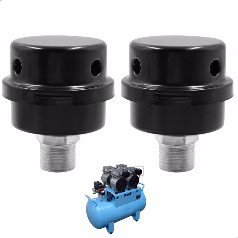 Silenziatore per compressore d'aria, 2 pezzi - filettatura da 20 mm, colore nero