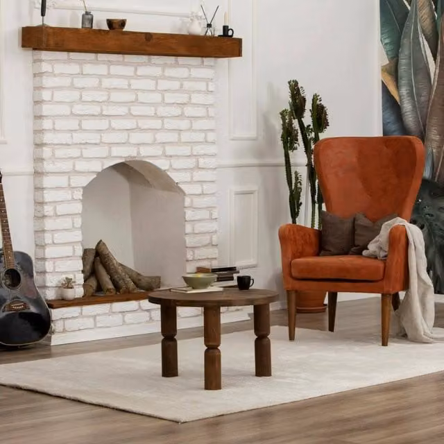 Tavolino da salotto Victorine in legno noce con piano quadrato e angoli arrotondati, L: 60 cm, H: 40 cm – 1