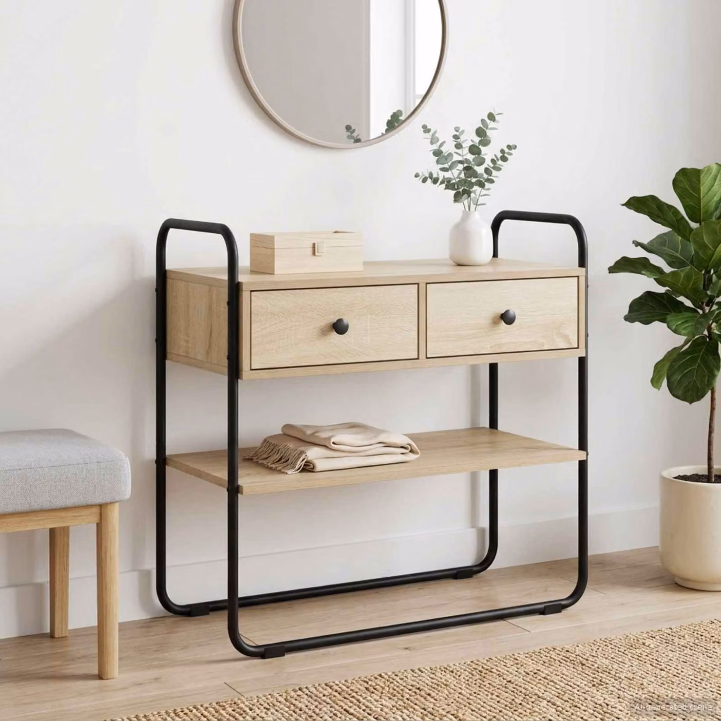 vidaXL Tavolo consolle moderno in rovere color beige e marrone L/P/H: 80 x 40 x 75 cm