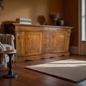 Credenza Madia KIVIO in legno marrone con design astratto per sala da pranzo – 2