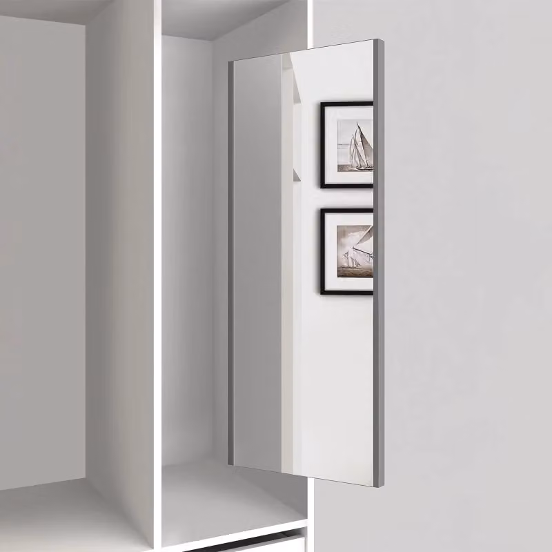 Specchio estraibile rettangolare EMUCA per interno armadio in acciaio, tecnoplastica e vetro, colore grigio pietra – 2