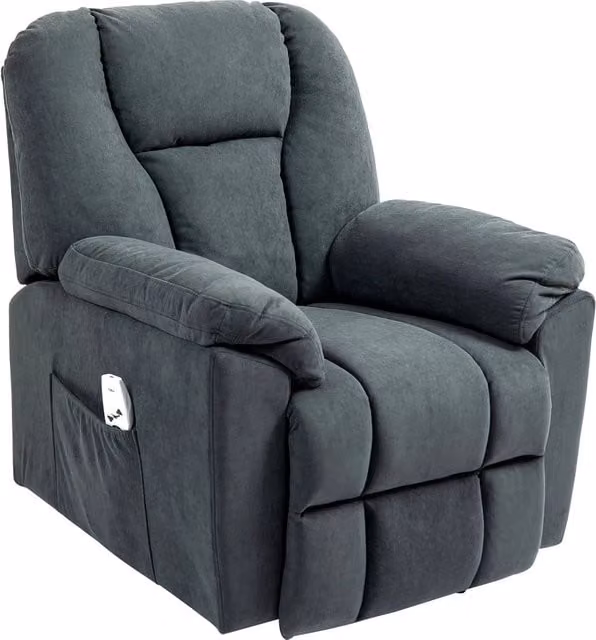 Poltrona Relax elettrica reclinabile REDOM con massaggio e calore in tessuto grigio scuro – 1