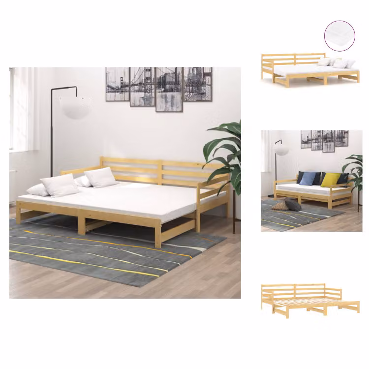 vidaXL Letto da giorno allungabile 2x(90x200) cm in legno di pino massiccio - Letti e strutture letto