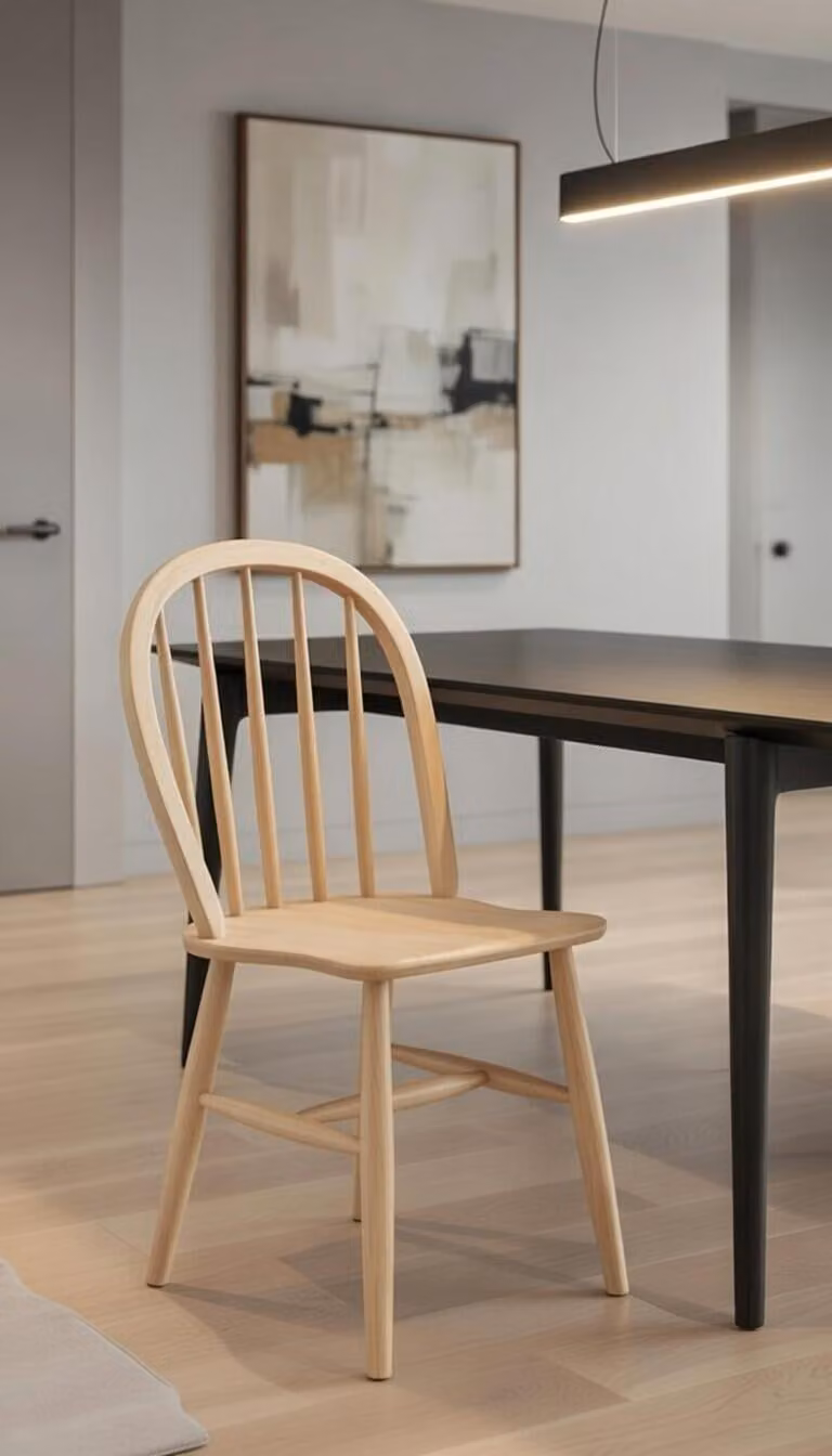 Sedia ergonomica in legno per sedersi comodamente nella zona pranzo