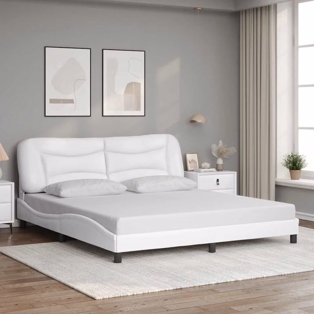 Giroletto senza materasso vidaXL Hvar bianco in similpelle L 180 x P 200 cm – 1