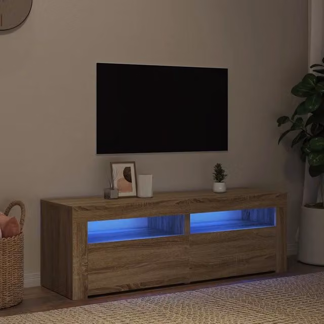Mobile Porta TV con Luci LED-Mobile per TV-Credenza TV Rovere Sonoma 120x35x40 cm 770685