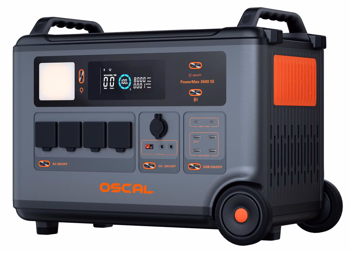 Centralina di alimentazione portatile - PowerMax 3600SE - 3600 Wh - Batteria LiFePO4 - Potenza massima di 7200 W - Ideale per la casa, il campeggio e l'utilizzo in luoghi isolati - Prese di corrente europee