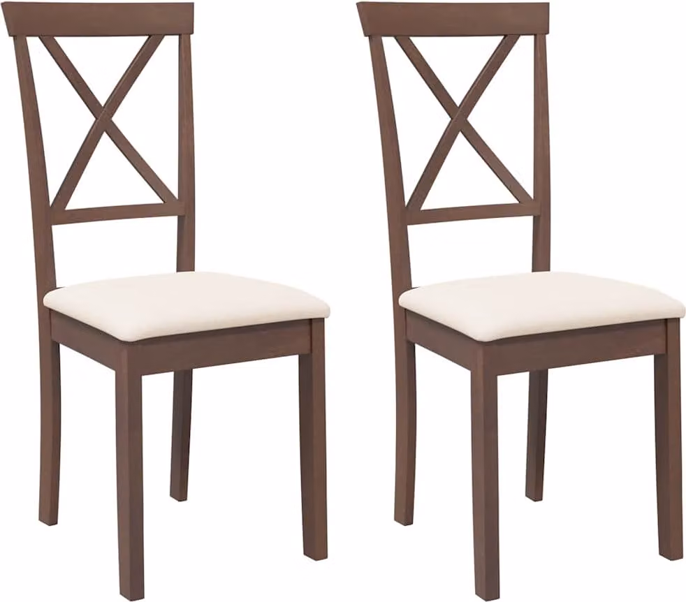 Sedie da pranzo con cuscino 2 pz. Legno massiccio marrone in legno di gomma