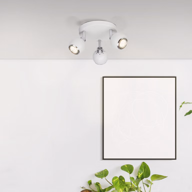 BRILLIANT LED Spotrondell Ina | lampada da soffitto dal design essenziale | a 3 luci | metallo | bianco/cromo | testa orientabile | 3x GU10 max 20 W