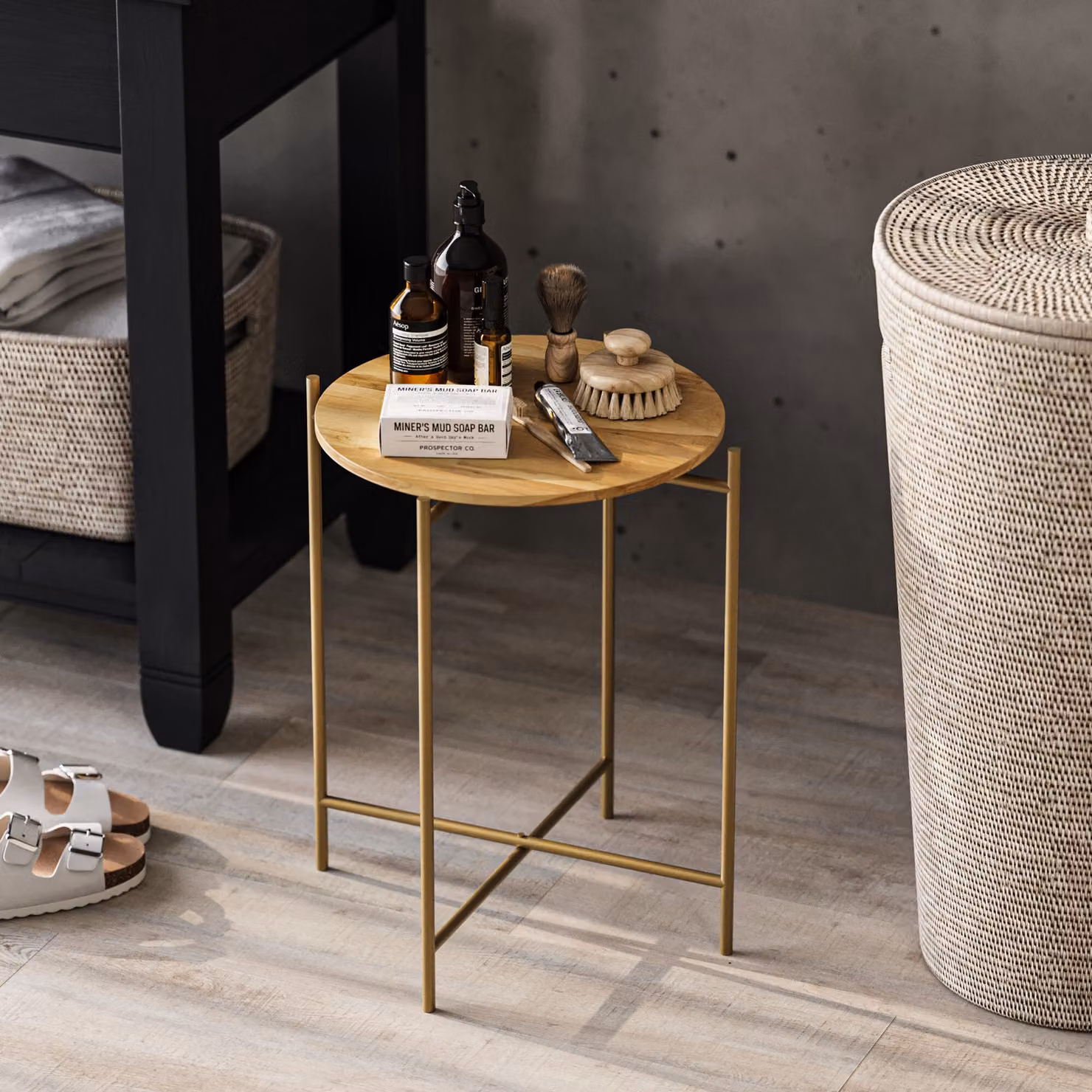 Skye Decor, Shb-004-A, tavolino da salotto, 100% LEGNO, oro, 46 x 46 x 56 cm