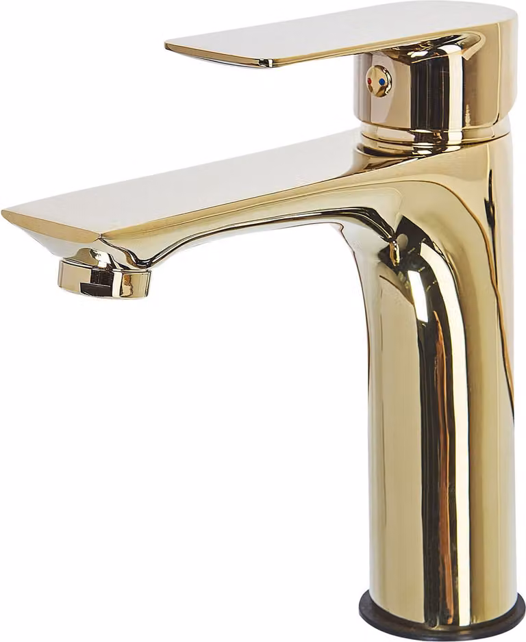 BELIANI Rubinetto in ottone dorato monocomando con bocca piatta per bagno