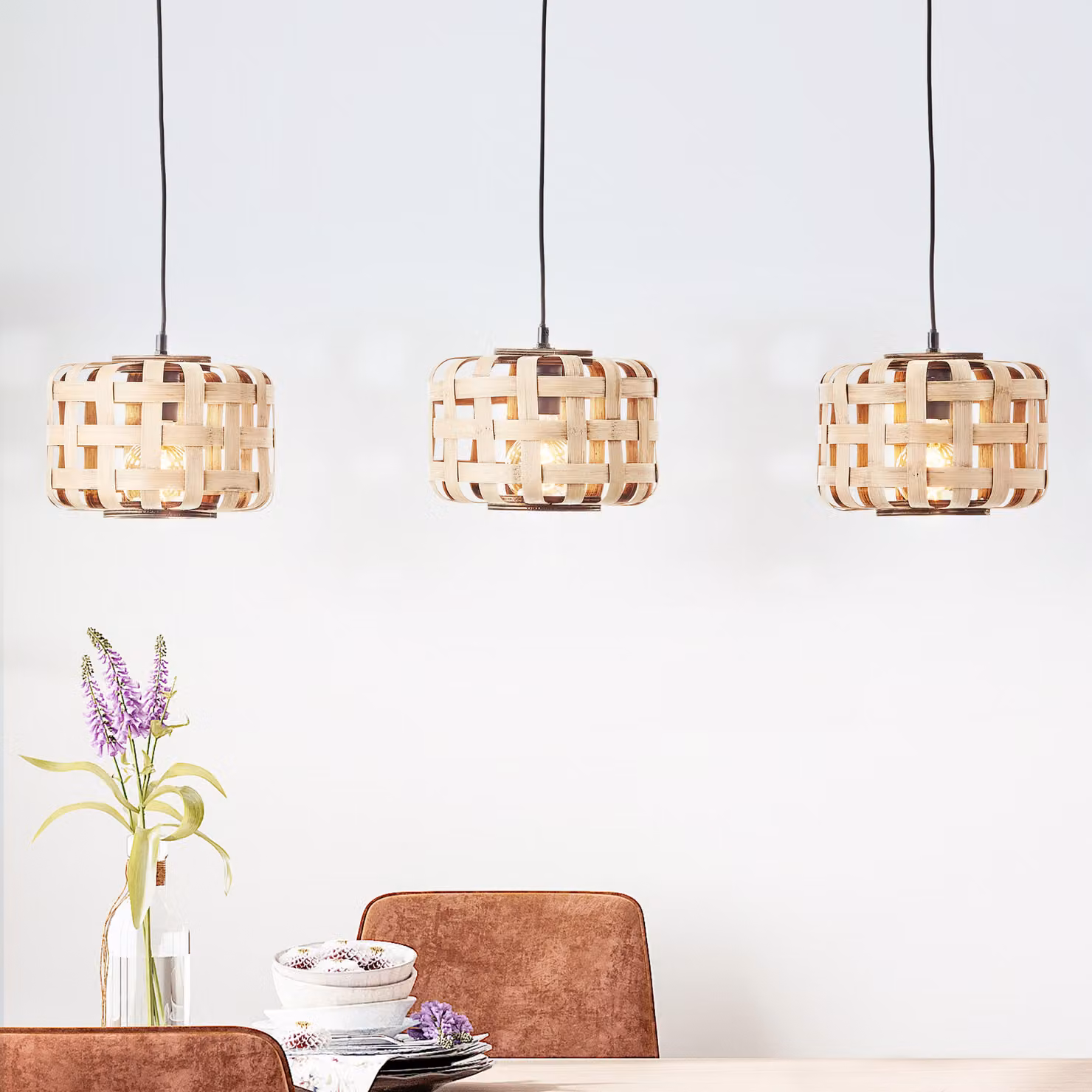 BRILLANTE Luce a sospensione Woodline 3flg bambù