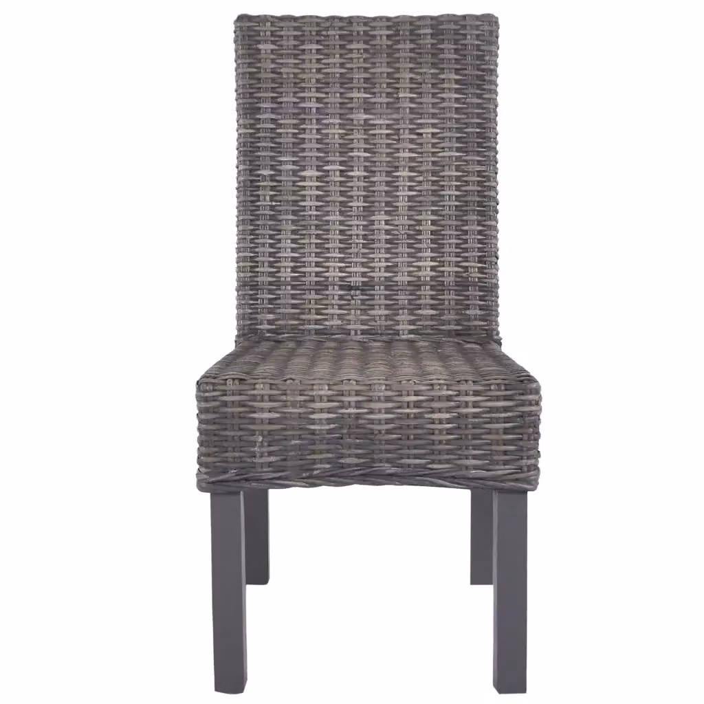 Set di 2 sedie da pranzo vidaXL in rattan e legno di mogano colore marrone e grigio – 2