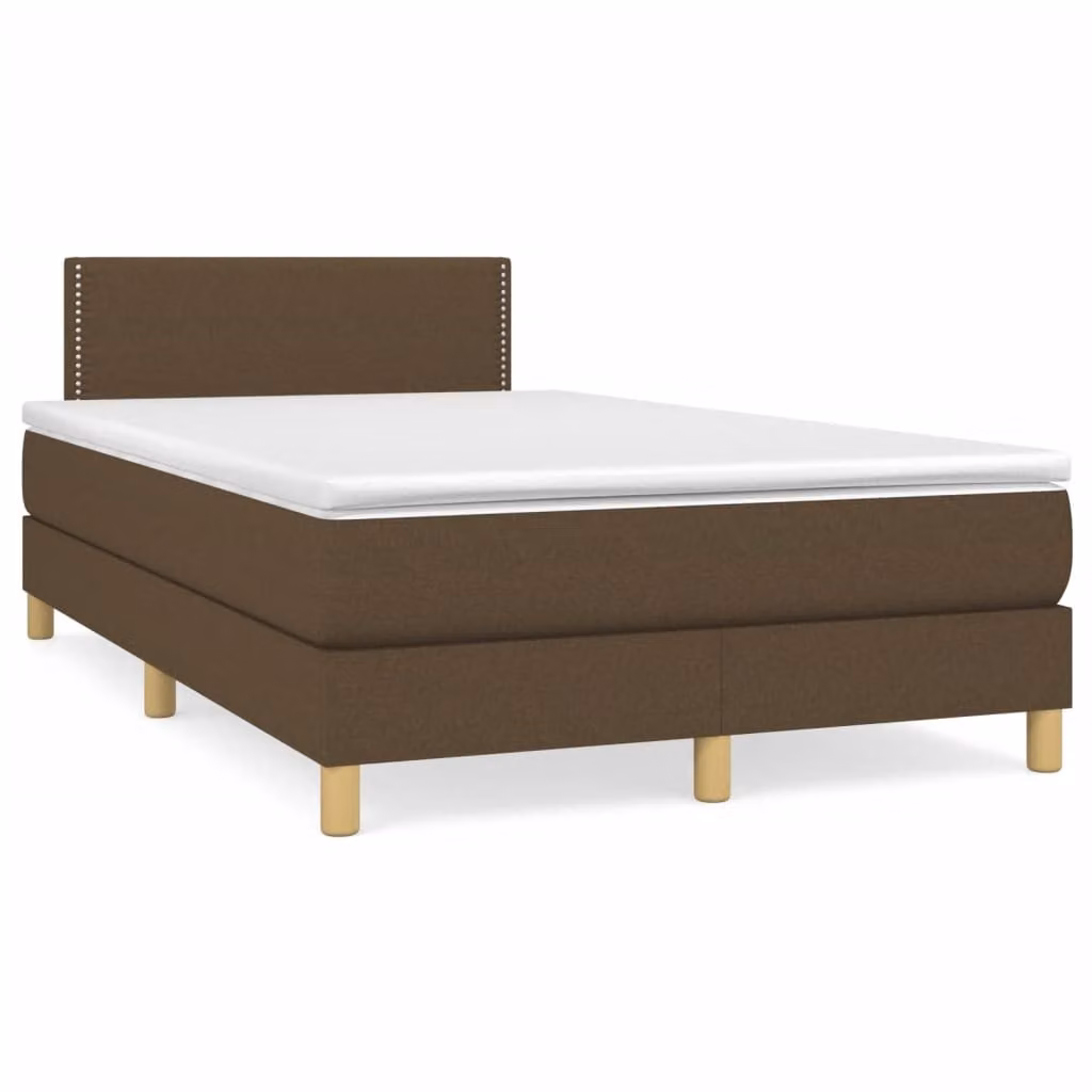 vidaXL Giroletto a Molle Ibrido in Legno di Pino con Materasso in Tessuto Marrone e Bianco L/P/H: 200 x 120 x 193 cm – 1