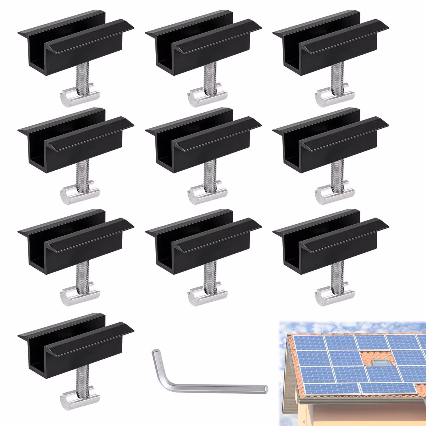 Solidchoice - Set di 10 morsetti centrali per pannelli solari