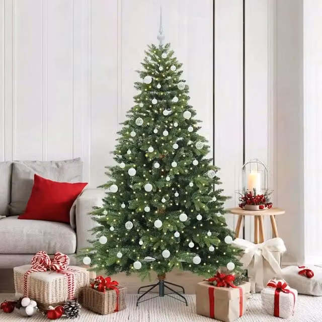 Albero di Natale artificiale moderno vidaXL verde con 300 LED luce bianca calda in PE e PVC, Altezza: 180 cm – 1