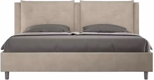 Letto matrimoniale king size senza rete imbottito 200x200 microfibra sabbia Appia