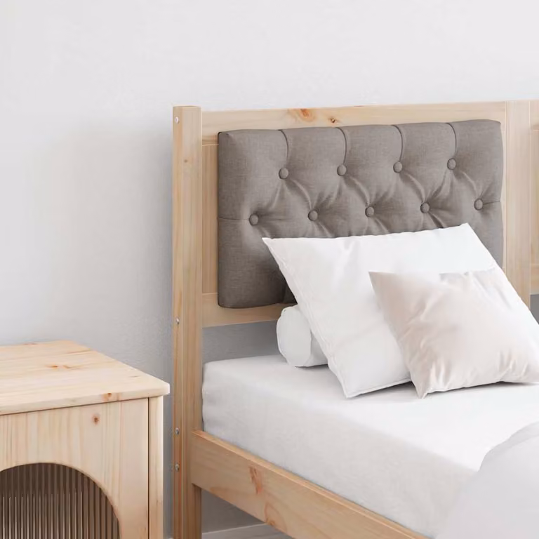 Testiera per letto imbottita vidaXL in legno di pino massello, colore marrone, beige e grigio