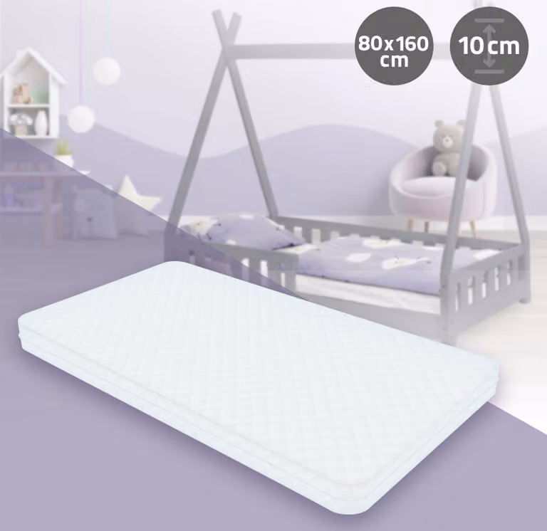 Materasso per bambini ML-Design 80x160x10 cm, per le sostanze nocive, Oeko-Tex 100, materasso per bambini con cerniera e rivestimento lavabile
