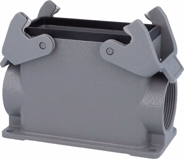 HARTING Han 16B Base alta, 1xPG29 uscita cavo laterale, con 2 staffe trasversali Vite PG29 Area di serraggio