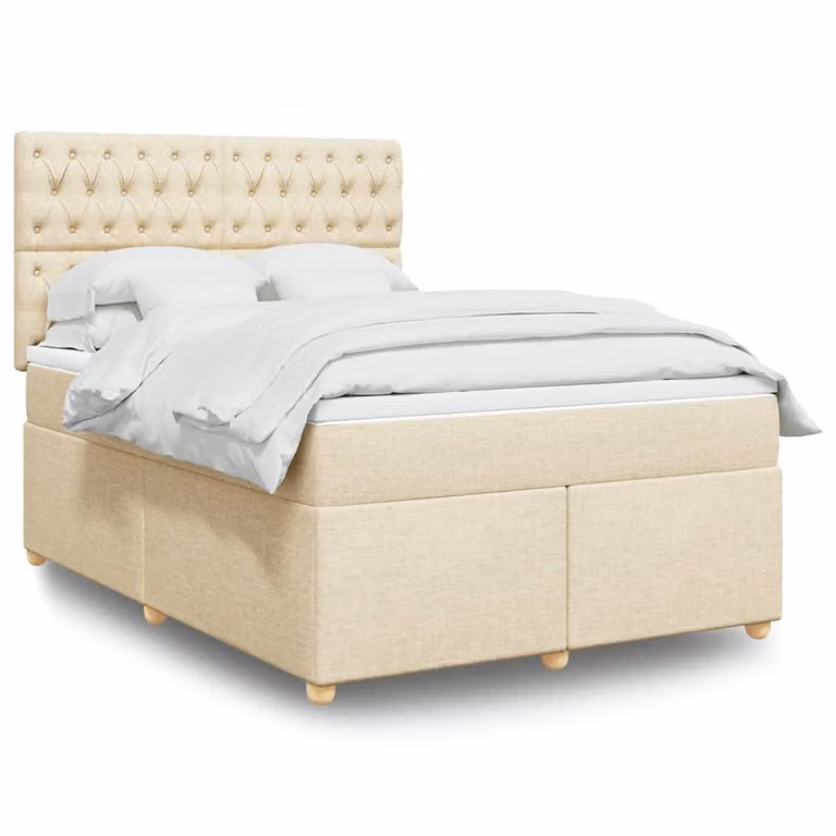 Maison Exclusive - Letto boxspring con materasso Crema 140x200 cm Tessuto