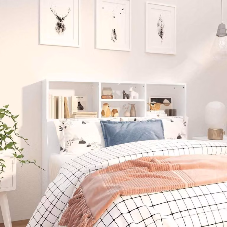 Testiera con contenitore e ripiano integrato vidaXL, colore bianco, L 120 x P 19 x H 103,5 cm