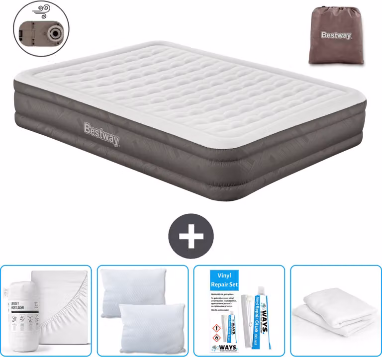 Materasso gonfiabile Bestway - 2 persone - 152 x 203 x 36 cm - Marrone - Accessori inclusi