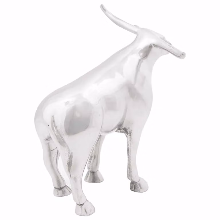 Scultura di toro moderna vidaXL in metallo color argento L: 20 cm, P: 17 cm, H: 23 cm